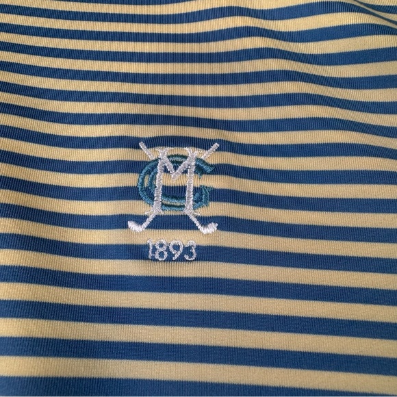 Peter Millar Summer Comfort Polo Men's XL Yellow Stripe Performance Golf Stretch - Picture 6 of 11